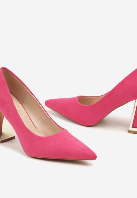 Fuksjowe Wsuwane Czółenka z Ekozamszu na Stożkowym Obcasie Nevinara