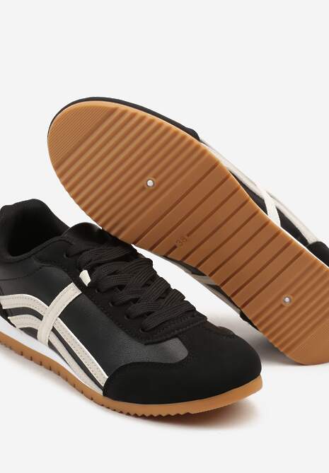 Czarne Sneakersy Typu Klasyczne Tenisówki Zdobione Przeszyciami Zardiva