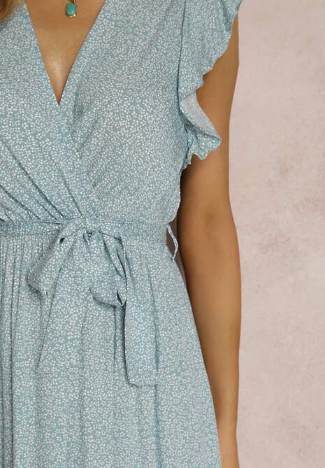 Miętowa Sukienka z Paskiem Mitho