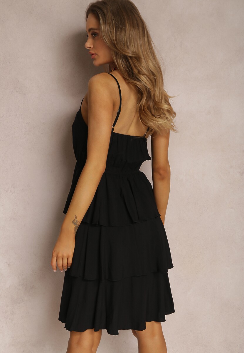 Czarna Sukienka z Wiskozy Astothee