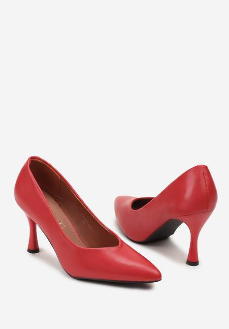 Czerwone Szpilki Vices na Klepsydrowym Obcasie ze Skórzaną Wkładką Muzite