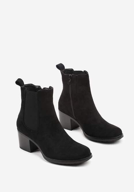 Czarne Botki na Słupku w Stylu Sztybletów Acandrie