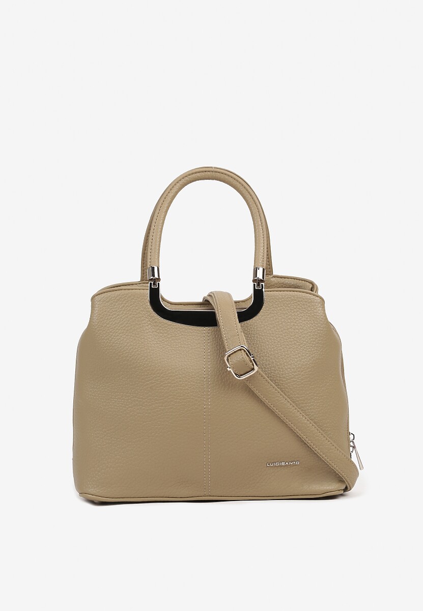 Ciemnobeżowa Prostokątna Torebka Klasyczna z Paskiem i Rączką Clarilou