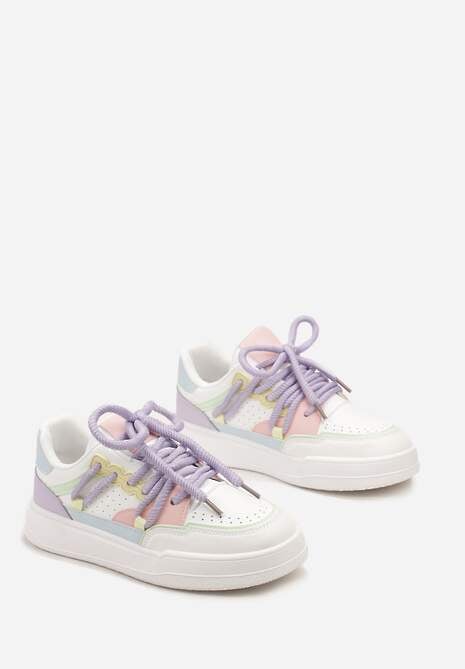 Biało-Fioletowe Sneakersy Sylvena