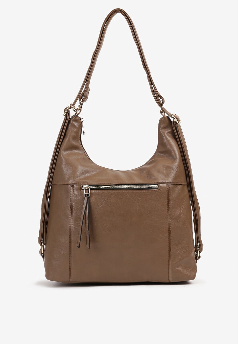 Ciemnobeżowa Torebka z Rączką i Paskiem Tiritha