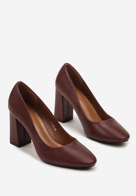 Bordowe Klasyczne Czółenka na Słupku Tularisa