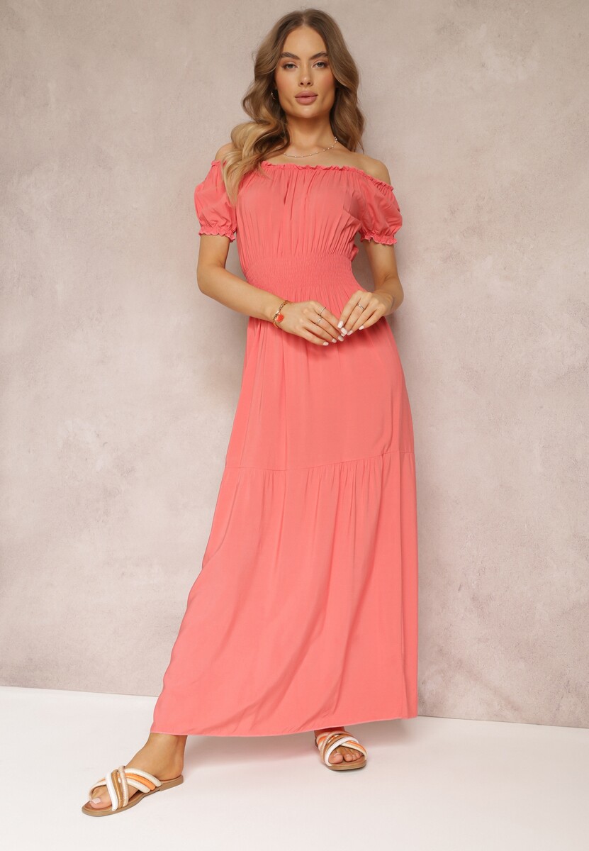 Pomarańczowa Rozkloszowana Sukienka Hiszpanka Yolaphne