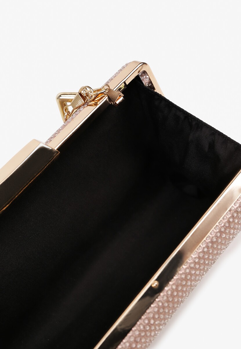 Szampańska Torebka Kopertówka z Łańcuszkiem Zdobiona Brokatem Kellirra