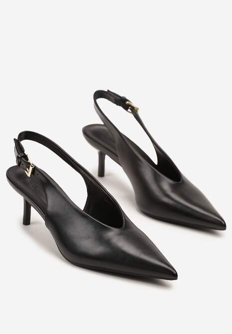 Czarne Czółenka Typu Slingback na Szpilce Latinea
