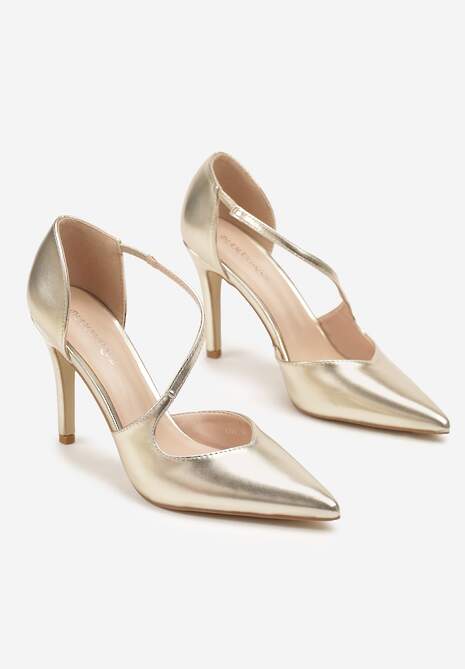 Złote Szpilki z Ozdobnym Paskiem Adelli