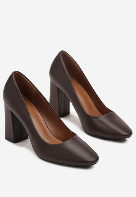 Brązowe Klasyczne Czółenka na Słupku Tularisa