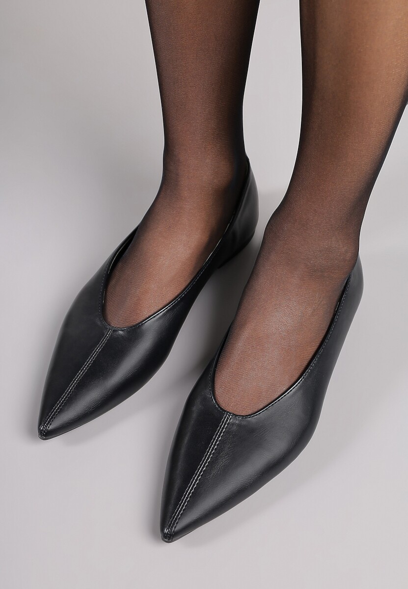 Czarne Balerinki Vices z Noskiem w Szpic i Skórzaną Wkładką Belviie