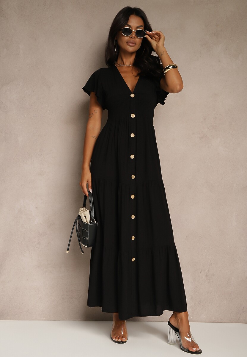 Czarna Sukienka z Wiskozy Lobsy