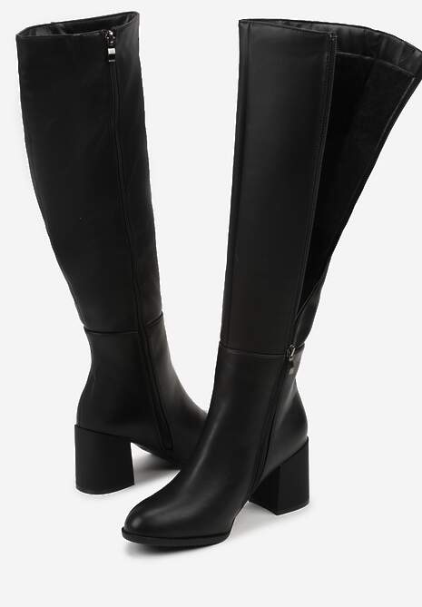 Czarne Kozaki Vices na Słupku z Przeszyciami Codvira