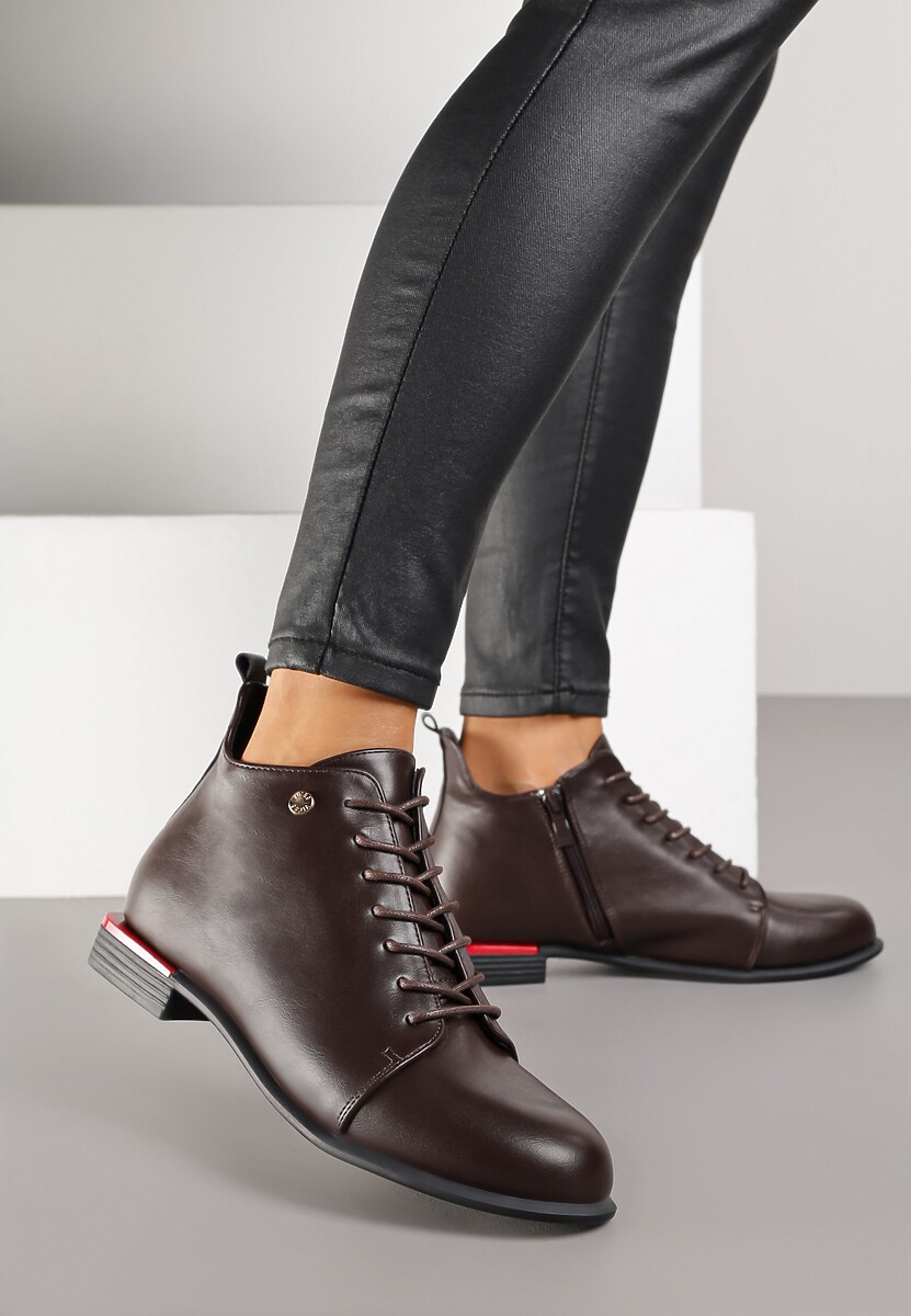 Brązowe Botki Vices Trzewiki Aliff