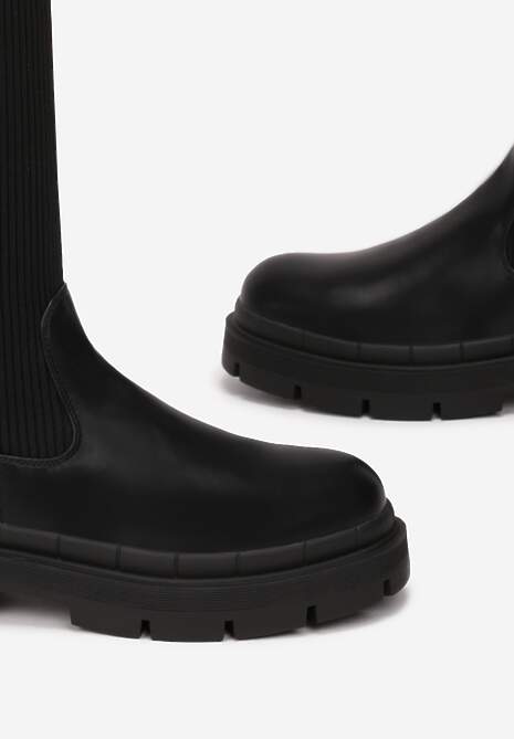 Czarne Kozaki z Elastyczną Cholewką Mildaias