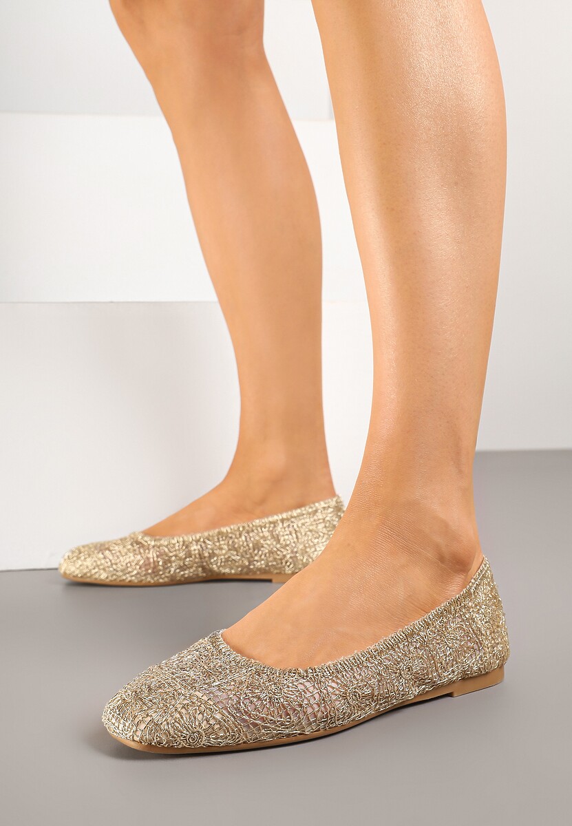 Czarne Balerinki z Cholewką z Plecionki Relore