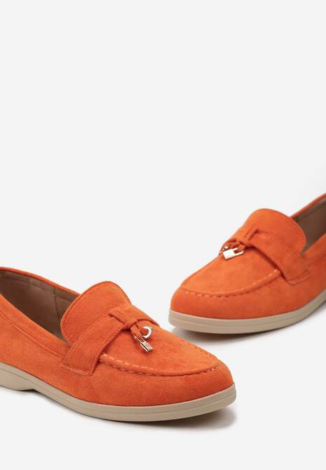 Pomarańczowe Mokasyny z Zawieszką w Kształcie Kłódki Lorniwas