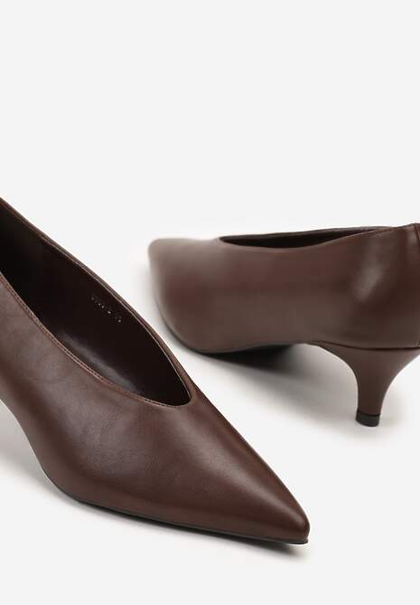 Brązowe Czółenka na Kaczuszce w Klasycznym Stylu Rilanela