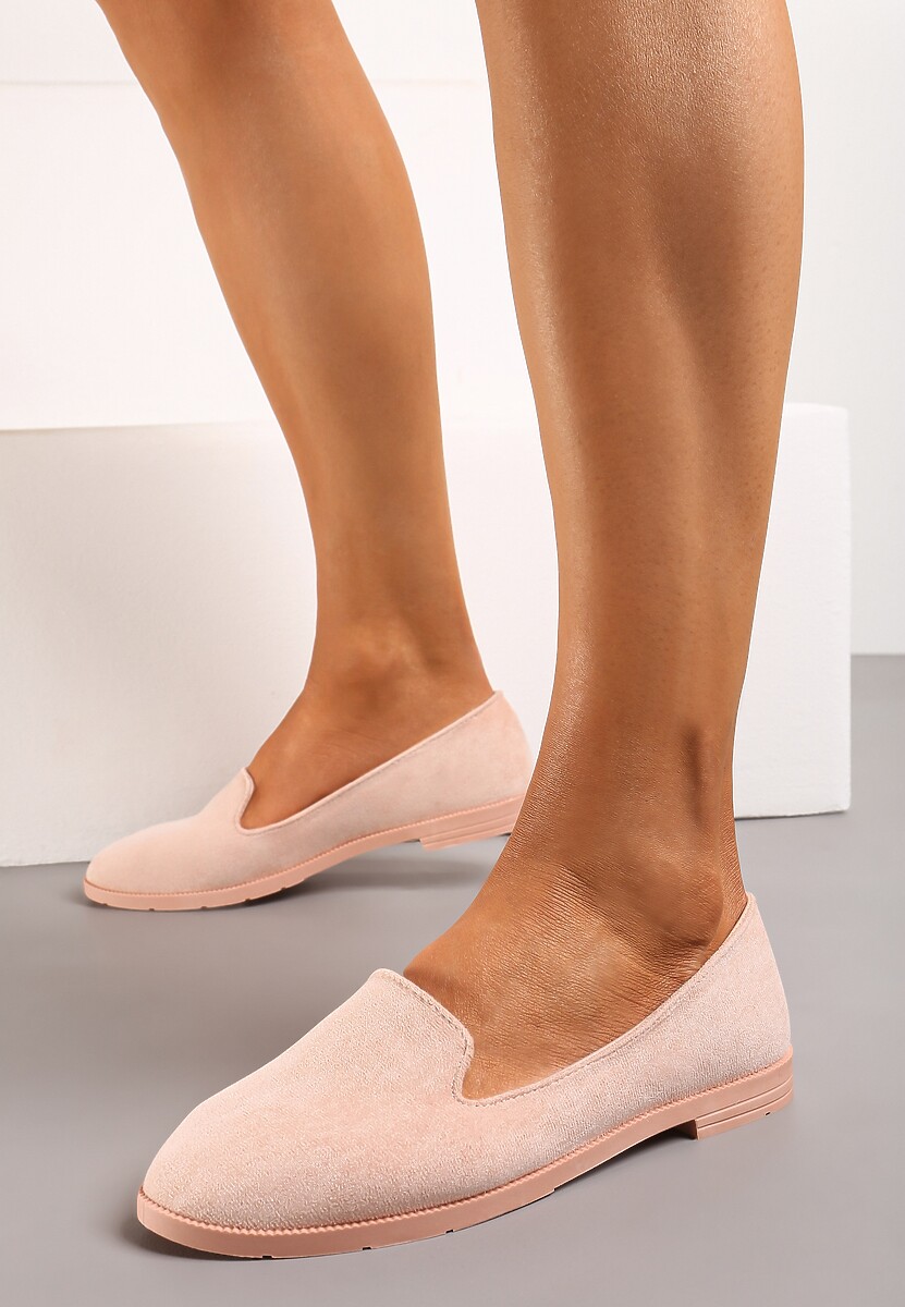 Różowe Balerinki Typu Loafersy Daphikaia