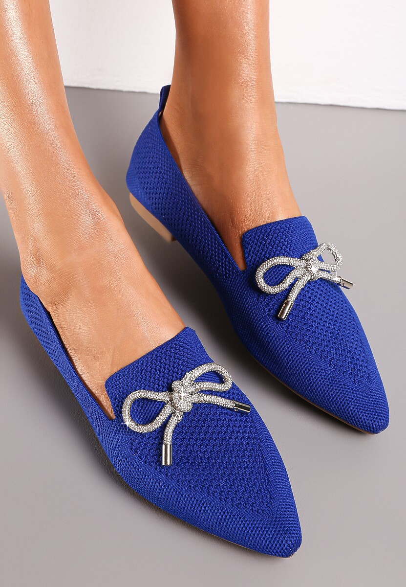 Szare Balerinki na Płaskiej Podeszwie z Kokardką z Cyrkonii Preslia