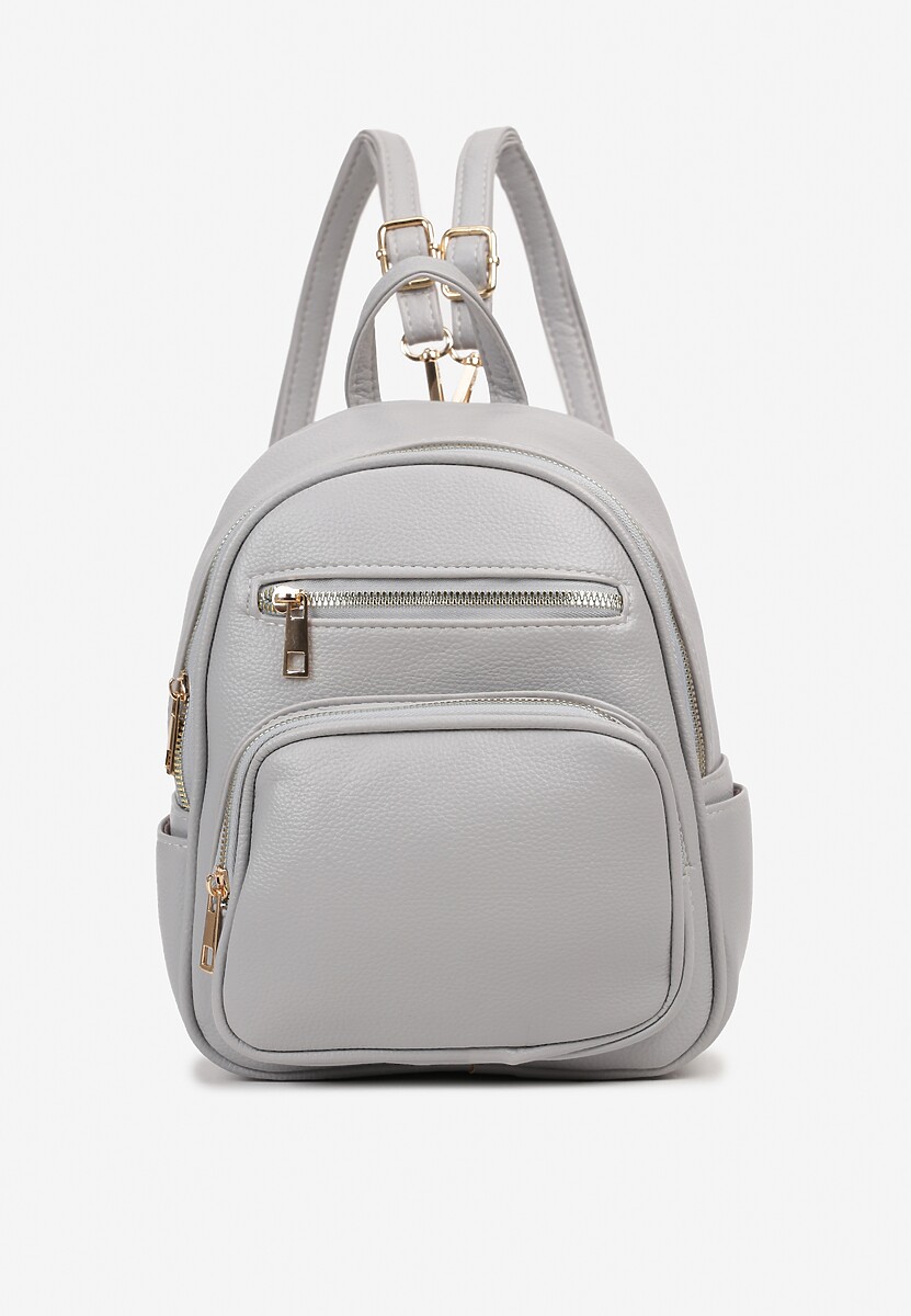 Szary Plecak Ozdobiony Suwakami z Odpinanymi Paskami z Regulacją Nelmira