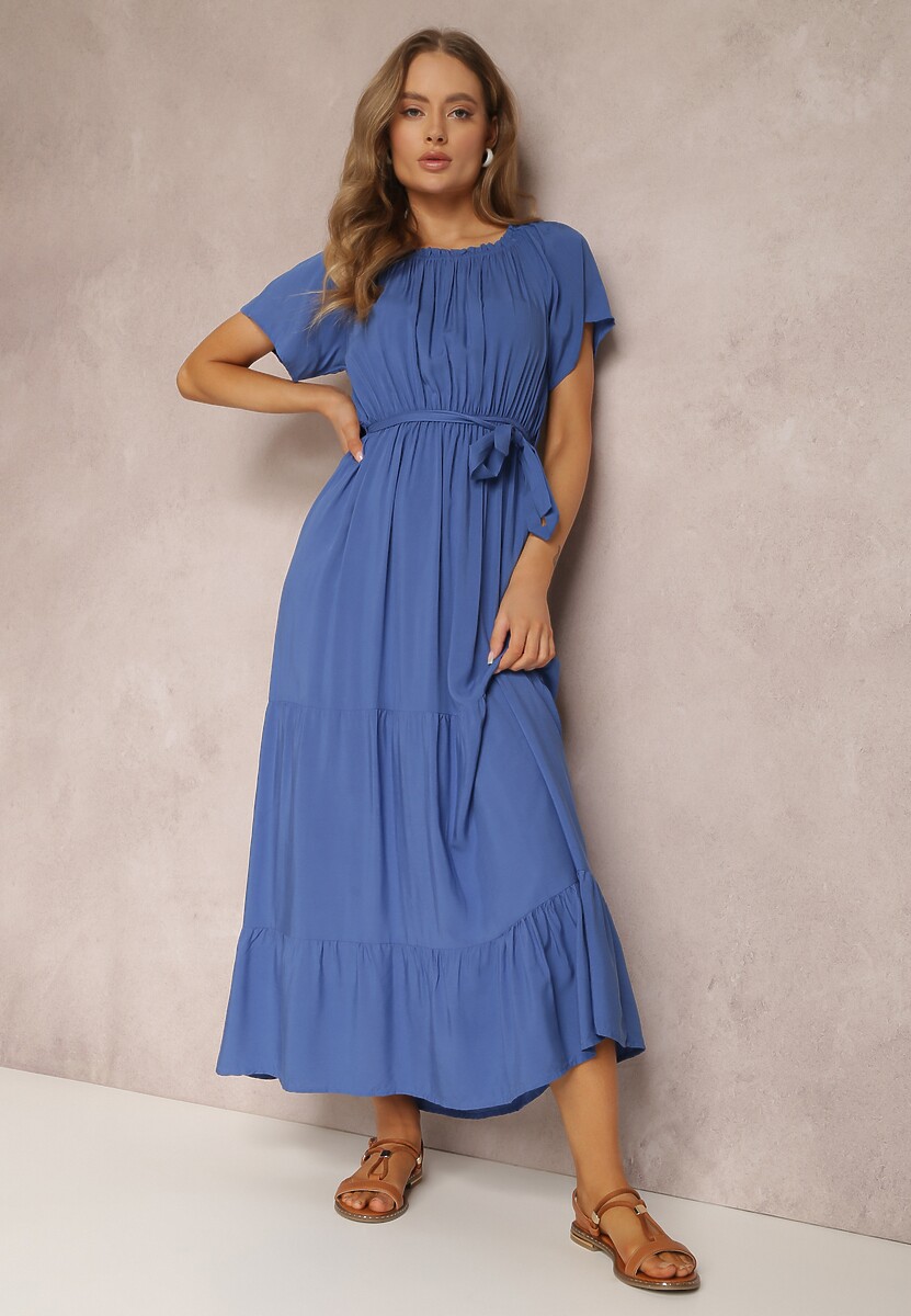 Niebieska Sukienka z Wiskozy Phoebiolea