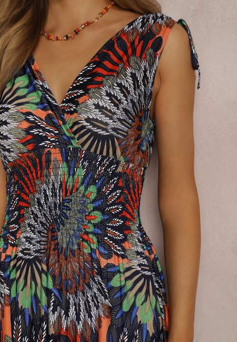 Granatowo-Pomarańczowa Sukienka Phaedrina