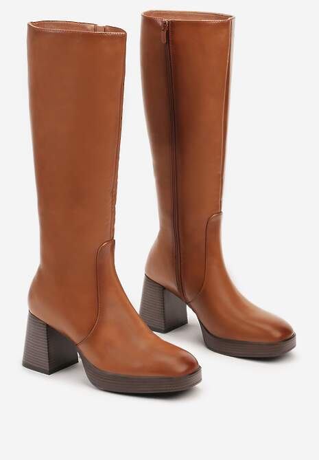 Brązowe Kozaki na Słupku z Lekkim Ociepleniem Ansilaria