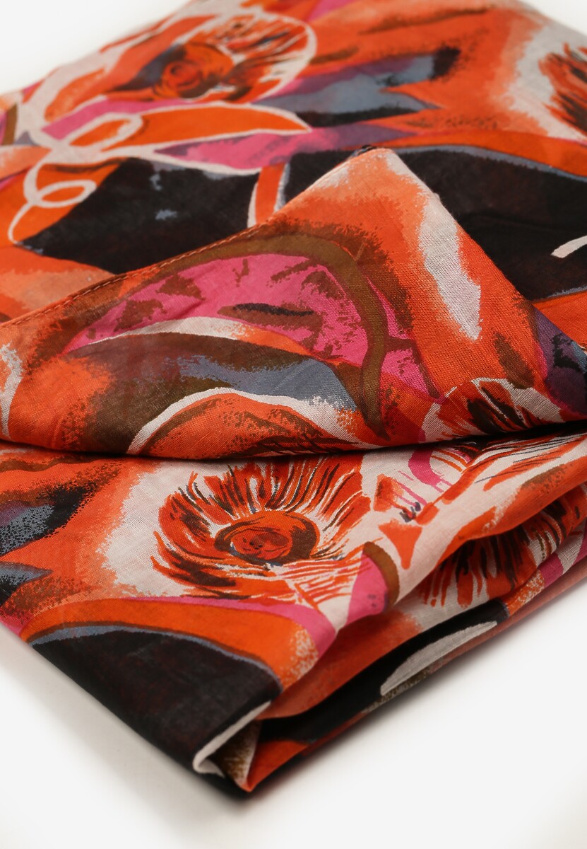 Pomarańczowy Bawełniany Klasyczny Szalik Apaszka z Abstrakcyjnym Wzorem Nihilisa