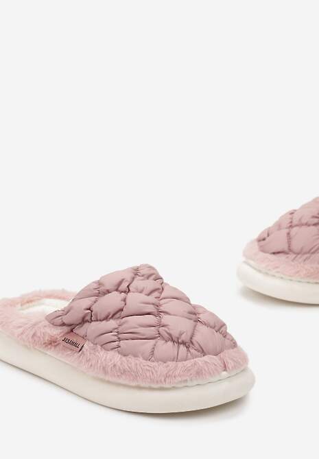 Różowe Eleganckie Kapcie Pikowane na Niskiej Platformie Tavemene