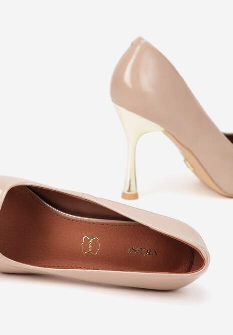 Beżowe Szpilki Vices na Klepsydrze z Wkładką ze Skóry Naturalnej Zitene