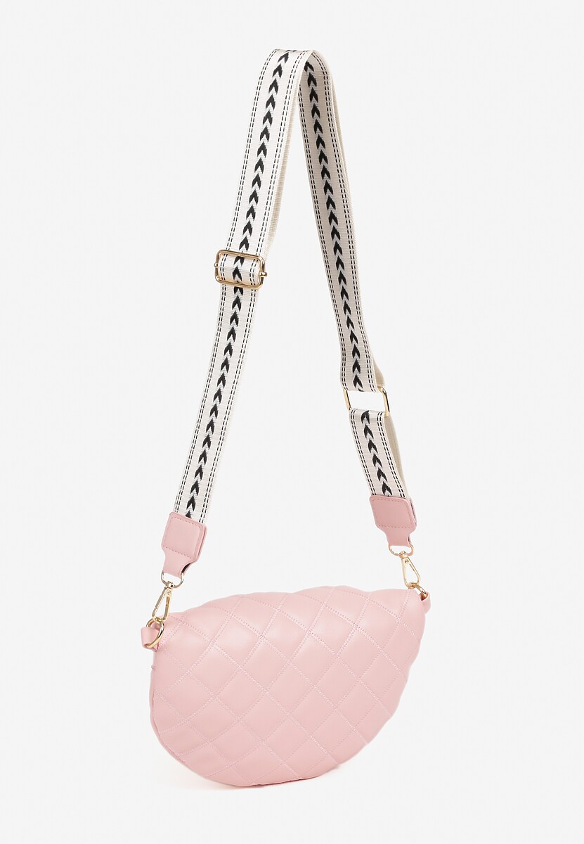 Różowa Nerka Tłoczona Ozdobiona z Portmonetką i Napisem Ananne