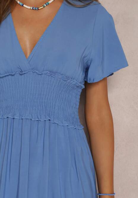 Niebieska Sukienka z Wiskozy Rukhsar