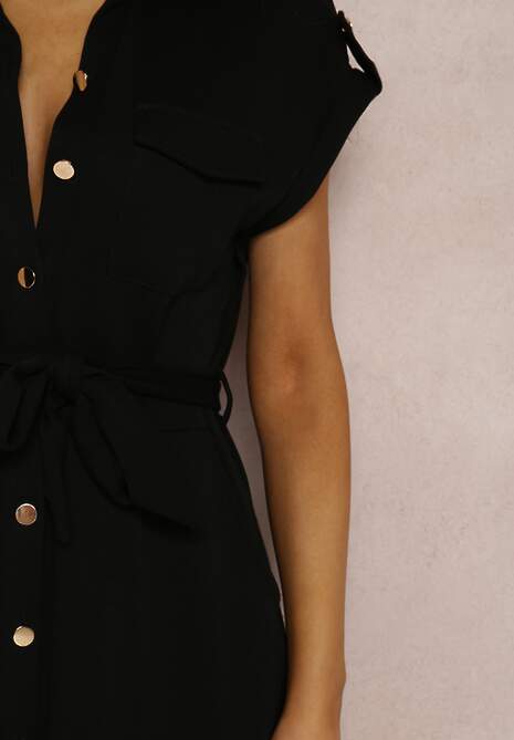 Czarna Sukienka Koszulowa Eiditrite