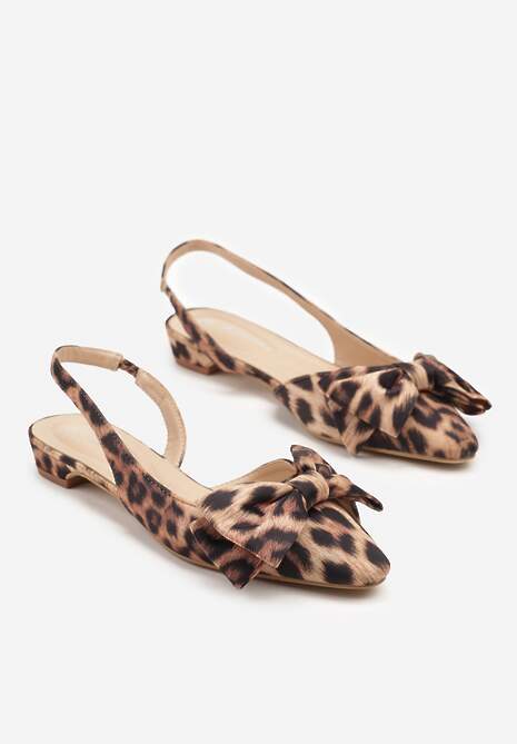 Panterkowe Sandały Bez Pięty z Kokardą Nolretia