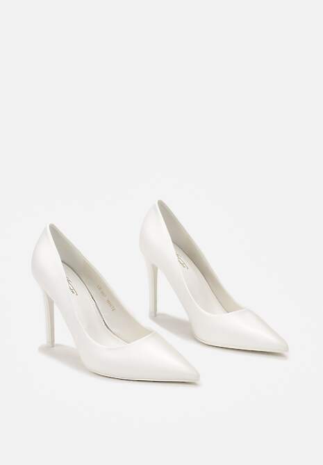 Białe Wysokie Szpilki z Gładkiej Imitacji Skóry Venitorre