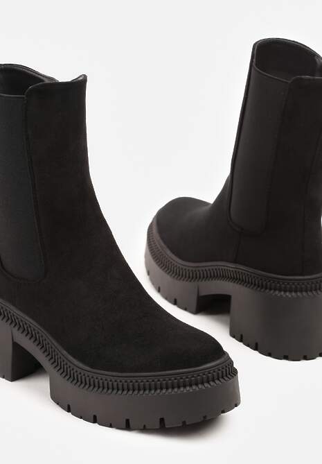 Czarne Botki Typu Sztyblety na Platformie Fesurela