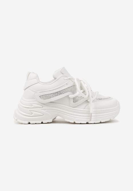 Białe Sneakersy na Platformie z Grubymi Sznurówkami Kilanne