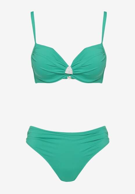 Zielone Bikini Majtki Figi Biustonosz z Trójkątną Aplikacją Natizeria