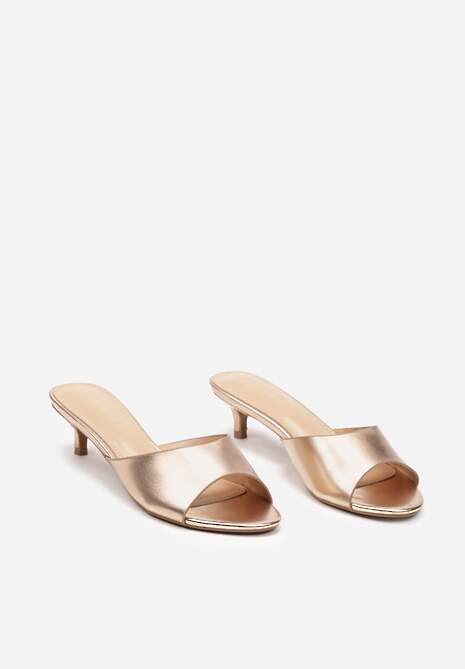 Szampańskie Klapki na Obcasie Stiletto Paressa