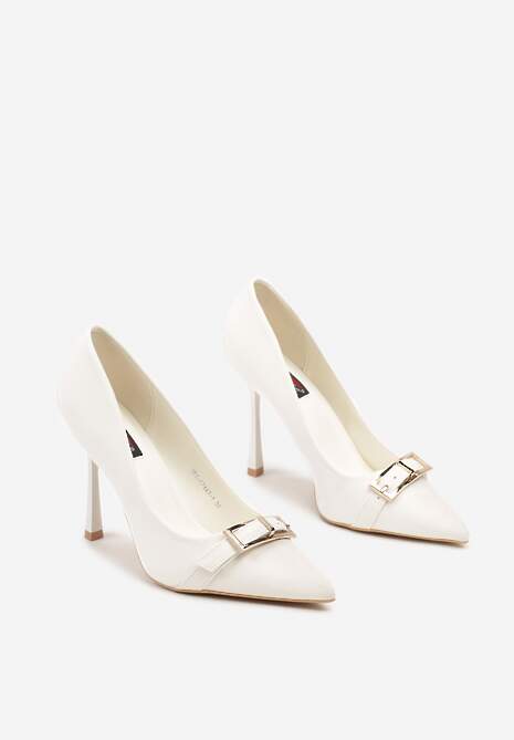 Białe Eleganckie Szpilki Ozdobione Klamrami Asilva