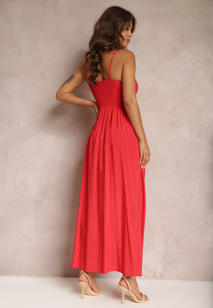 Czerwona Sukienka z Wiskozy Anomaria