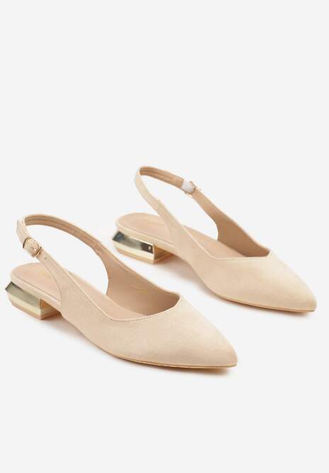 Beżowe Sandały Slingback Vices z Wkładką ze Skóry Naturalnej Galeresa