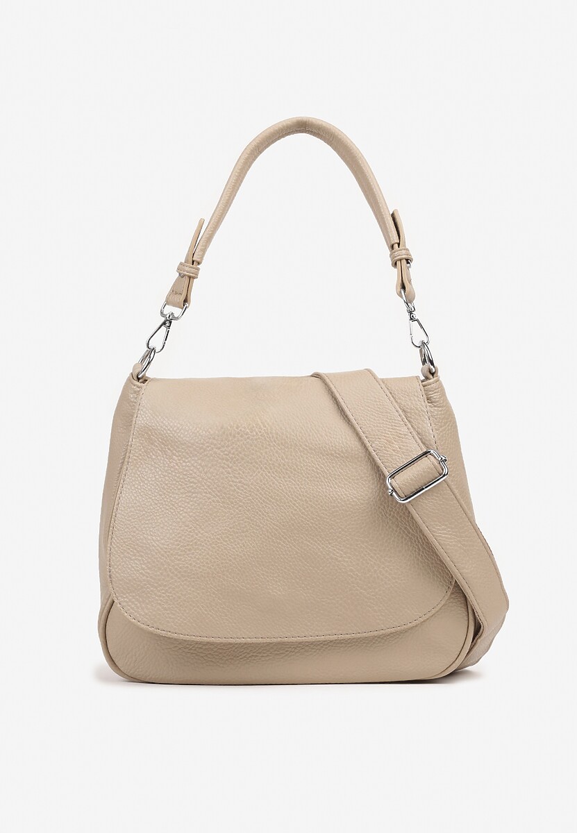 Ciemnobeżowa Torebka z Klapą w Stylu Listonoszki z Paskiem i Rączką Malurelle