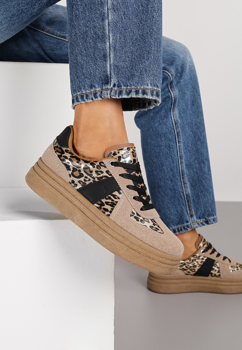 Panterkowe Sneakersy w Stylu Tenisówek na Platformie Gilritisa