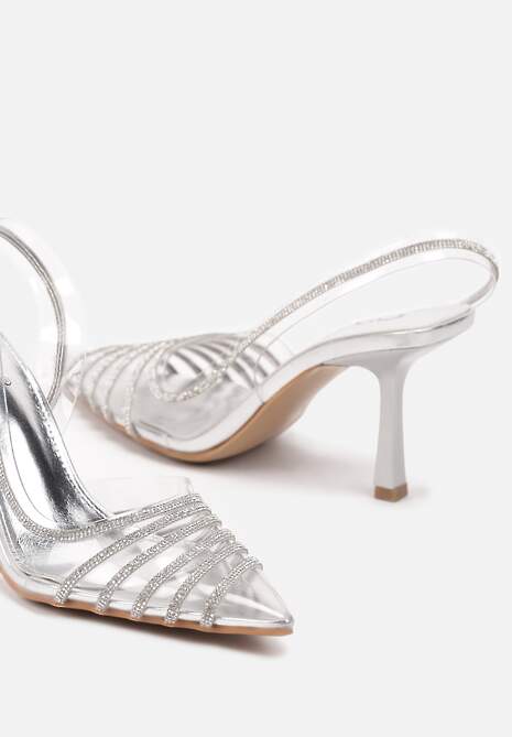 Srebrne Szpilki z Transparentnym Noskiem z Cyrkoniami Arrsela