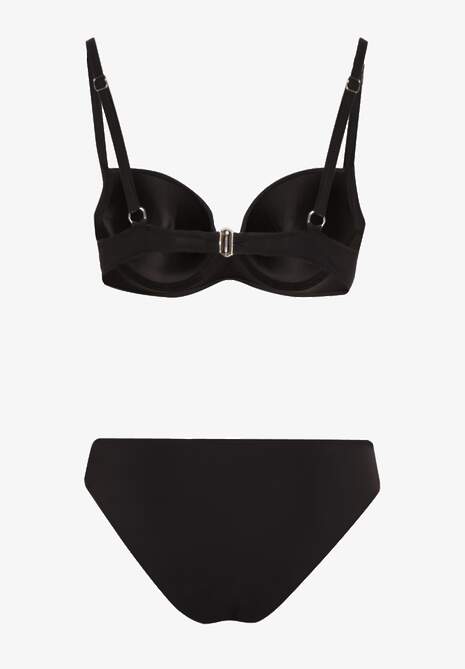 Czarne Bikini Komplet Dwuczęściowy Biustonosz z Usztywnionymi Miseczkami Majtki Typu Figi Wistella