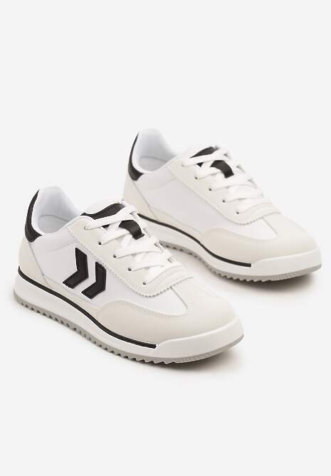Białe Sneakersy ze Wzorem Strzałek Faltewia