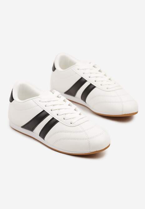 Biało-Czarne Sneakersy Typu Tenisówki z Paseczkami Liantina